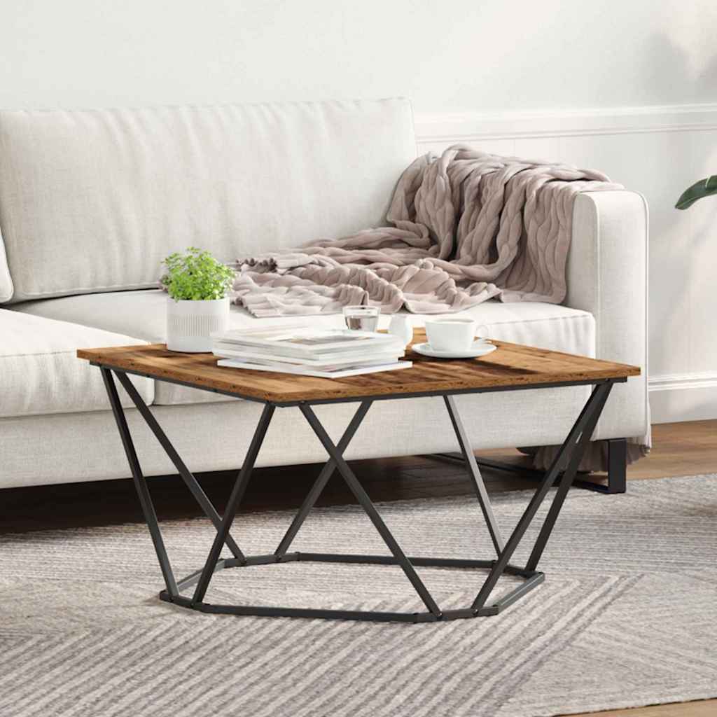 Kaffebord Gamle Tre 80 X 80 X 45 Cm Konstruksjonsvirke Og Stål