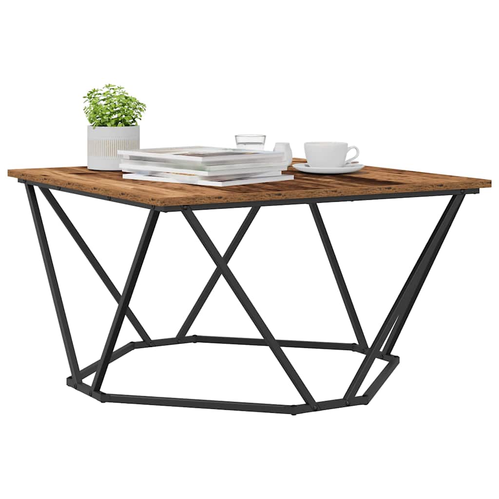 Kaffebord Gamle Tre 80 X 80 X 45 Cm Konstruksjonsvirke Og Stål