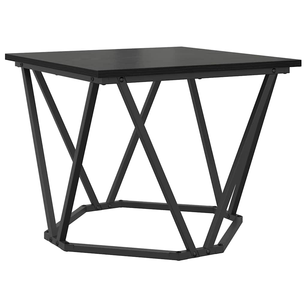 Kaffebord 3 Pcs Svart Eik Konstruksjonsvirke Og Stål