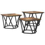 Kaffebord 3 Pcs Røkt Eik Konstruksjonsvirke Og Stål