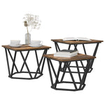 Kaffebord 3 Pcs Røkt Eik Konstruksjonsvirke Og Stål
