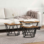 Kaffebord 3 Pcs Gamle Tre Konstruksjonsvirke Og Stål