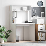 Skrivebord Med Hylle Hvit 91 X 50 X 149 Cm Konstruert Tre