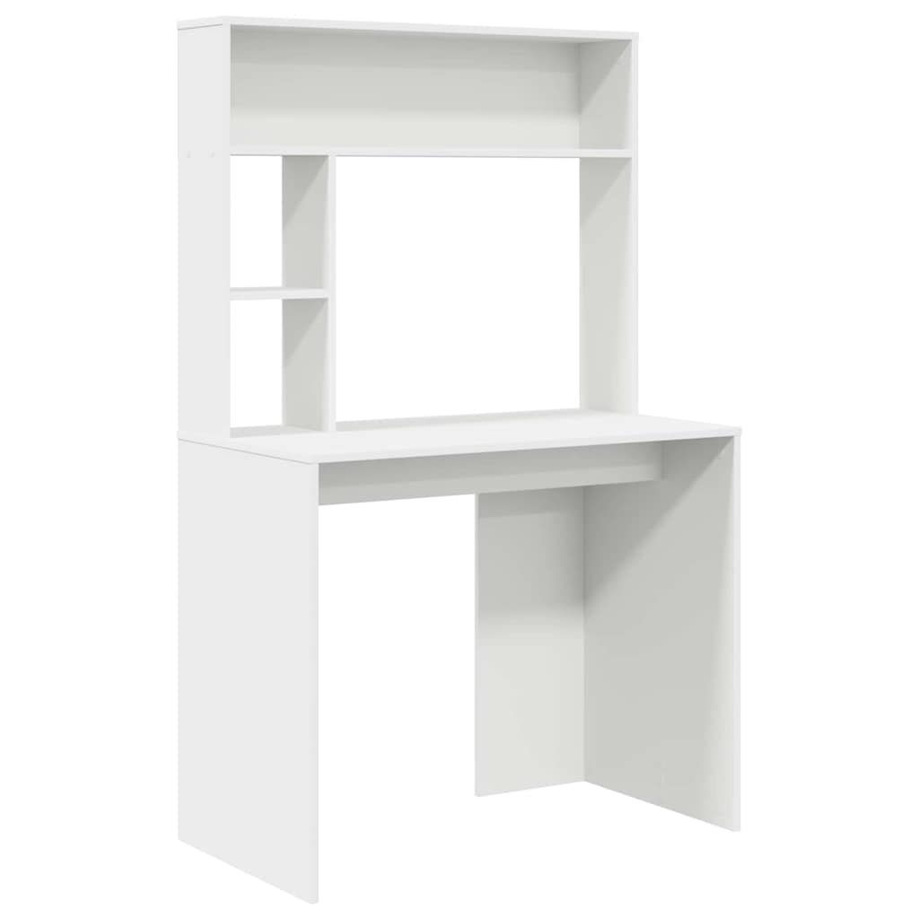 Skrivebord Med Hylle Hvit 91 X 50 X 149 Cm Konstruert Tre
