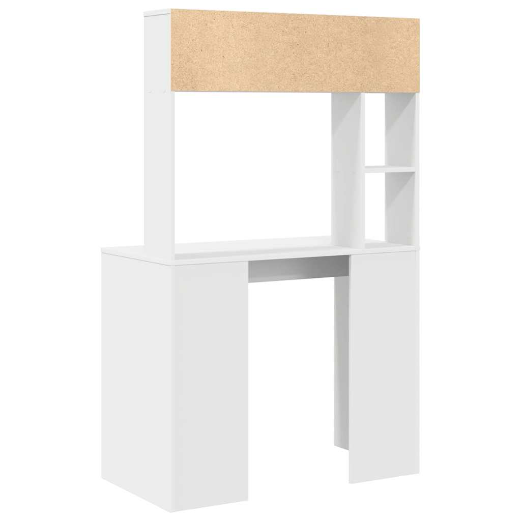 Skrivebord Med Hylle Hvit 91 X 50 X 149 Cm Konstruert Tre