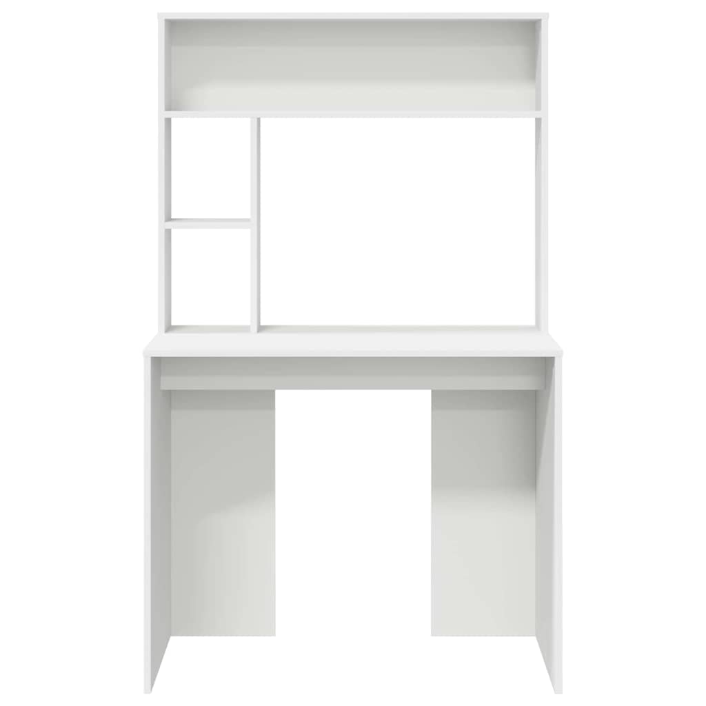 Skrivebord Med Hylle Hvit 91 X 50 X 149 Cm Konstruert Tre