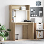 Skrivebord Med Hylle Sonoma Eik 91 X 50 X 149 Cm Konstruert Tre