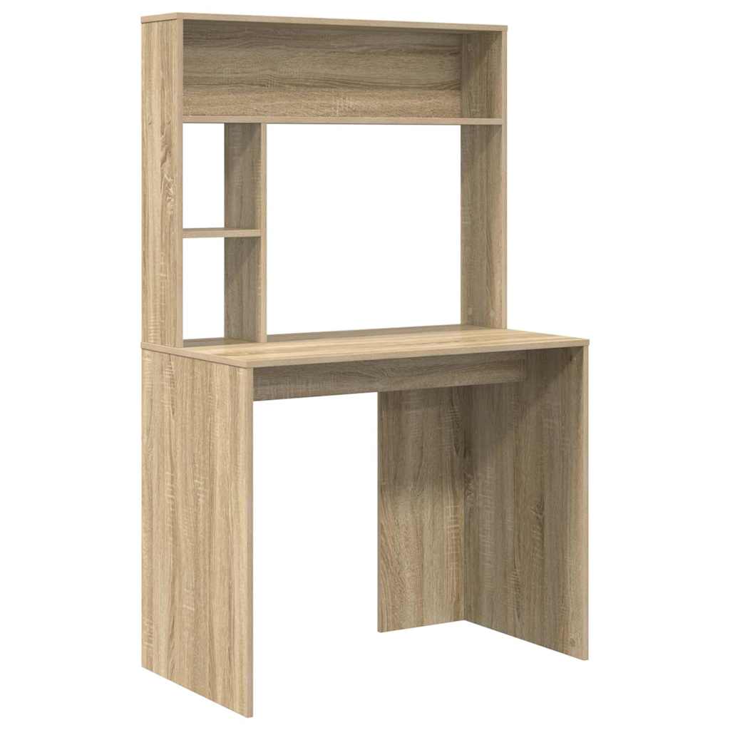 Skrivebord Med Hylle Sonoma Eik 91 X 50 X 149 Cm Konstruert Tre