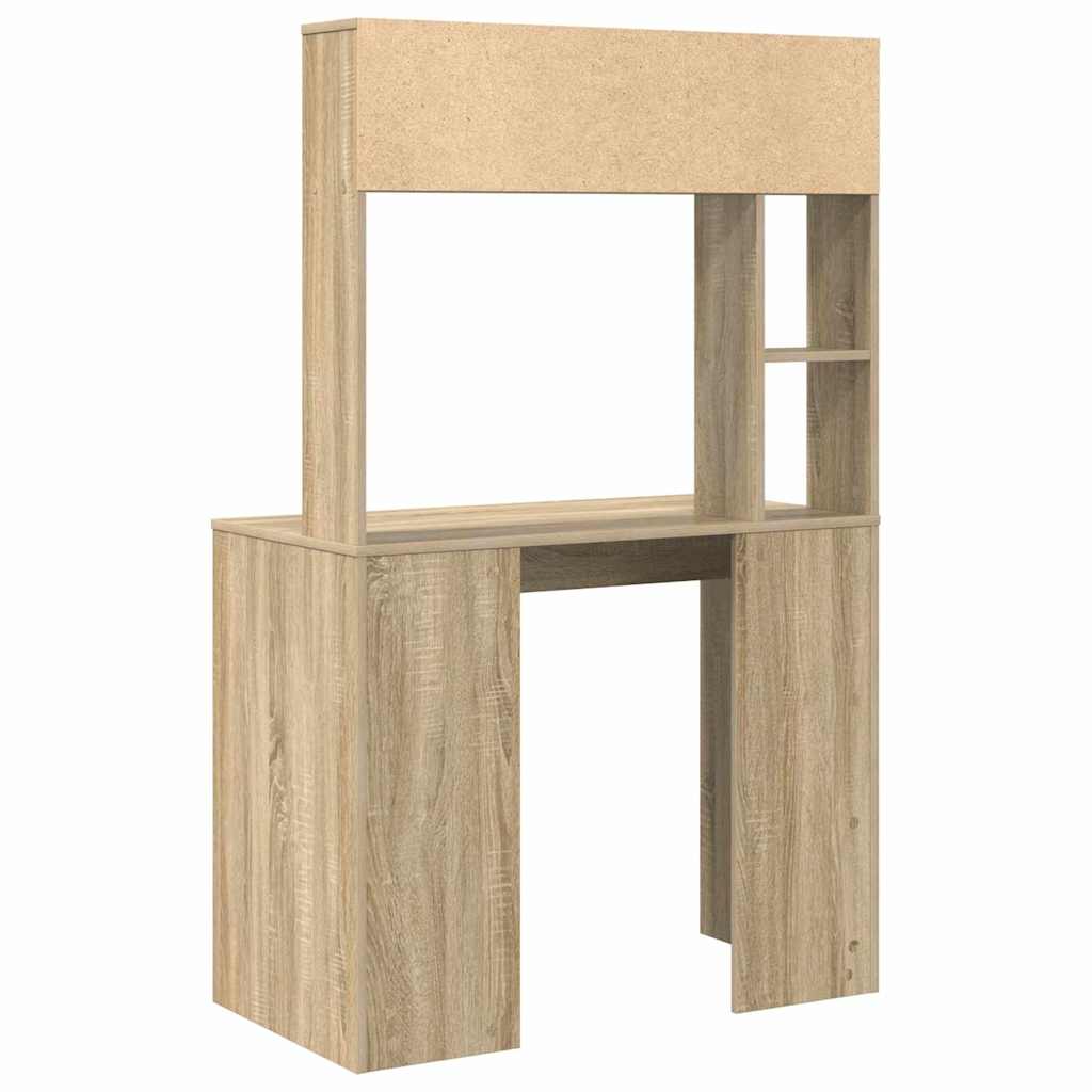 Skrivebord Med Hylle Sonoma Eik 91 X 50 X 149 Cm Konstruert Tre