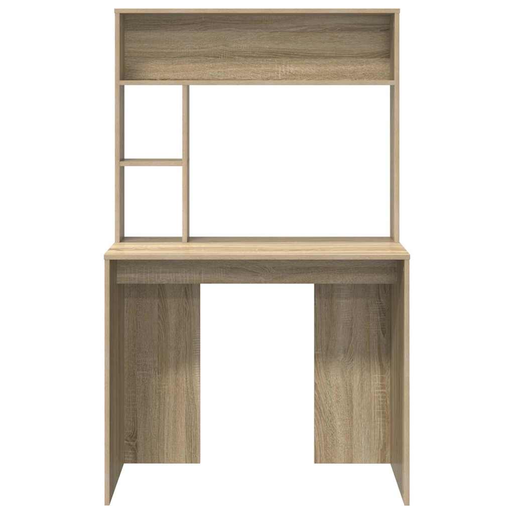 Skrivebord Med Hylle Sonoma Eik 91 X 50 X 149 Cm Konstruert Tre