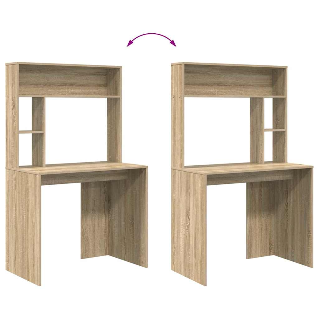 Skrivebord Med Hylle Sonoma Eik 91 X 50 X 149 Cm Konstruert Tre
