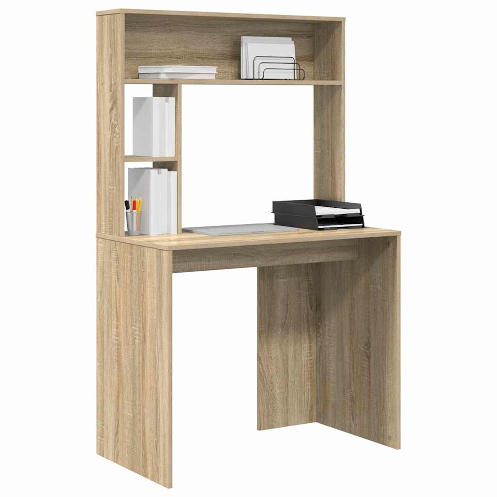 Skrivebord Med Hylle Sonoma Eik 91 X 50 X 149 Cm Konstruert Tre