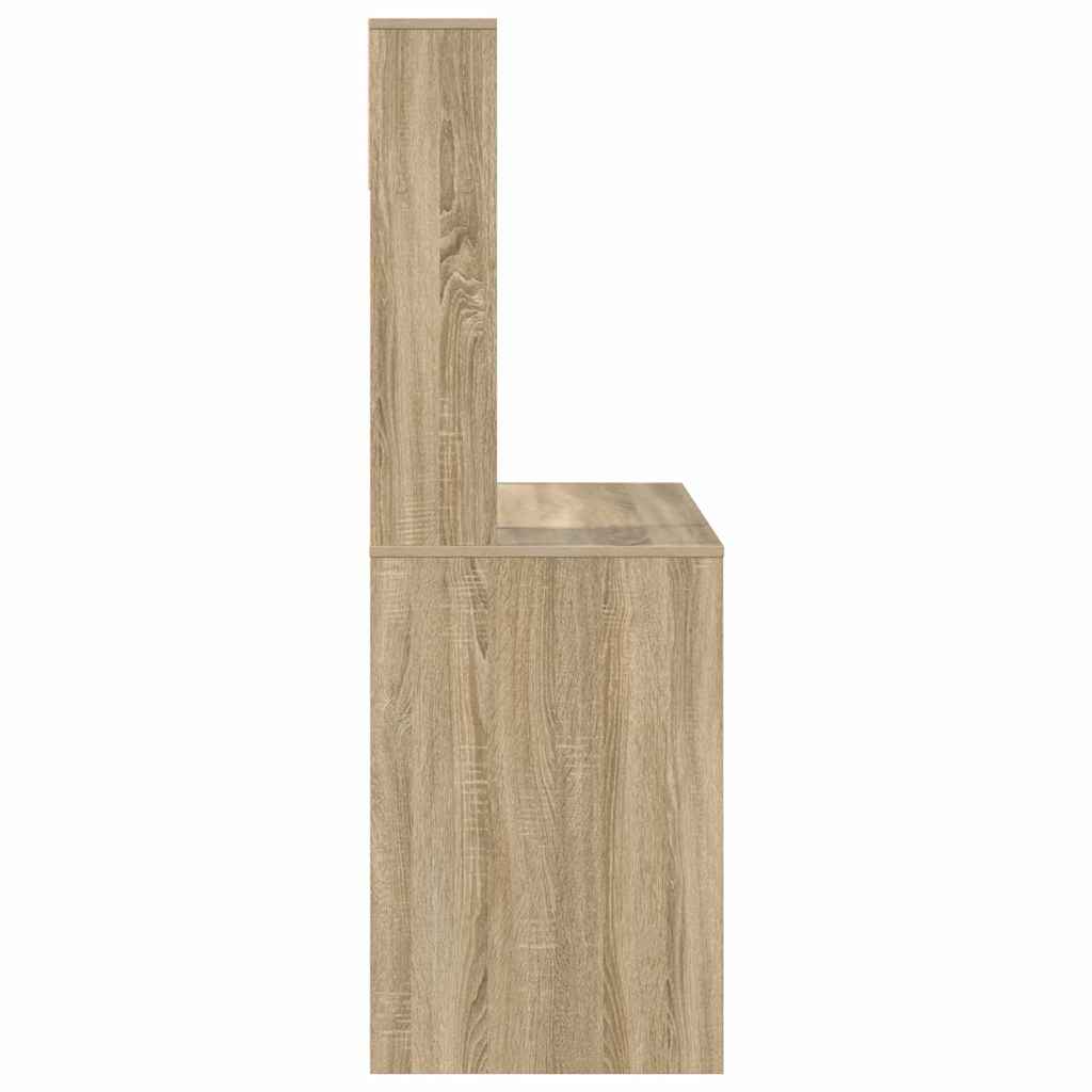 Skrivebord Med Hylle Sonoma Eik 91 X 50 X 149 Cm Konstruert Tre