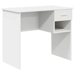 Skrivebord Med Skuff Hvit 90 X 49 X 75 Cm Konstruert Tre