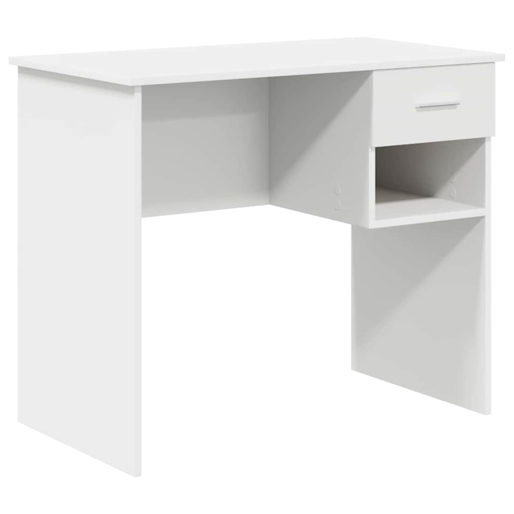 Skrivebord Med Skuff Hvit 90 X 49 X 75 Cm Konstruert Tre