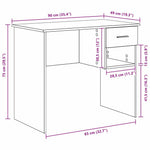 Skrivebord Med Skuff Hvit 90 X 49 X 75 Cm Konstruert Tre