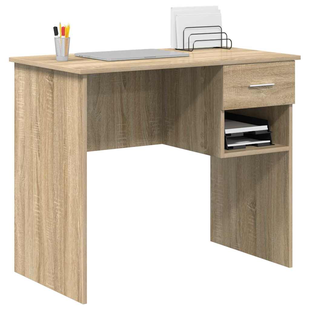 Skrivebord Med Skuff Sonoma Eik 90 X 49 X 75 Cm Konstruert Tre