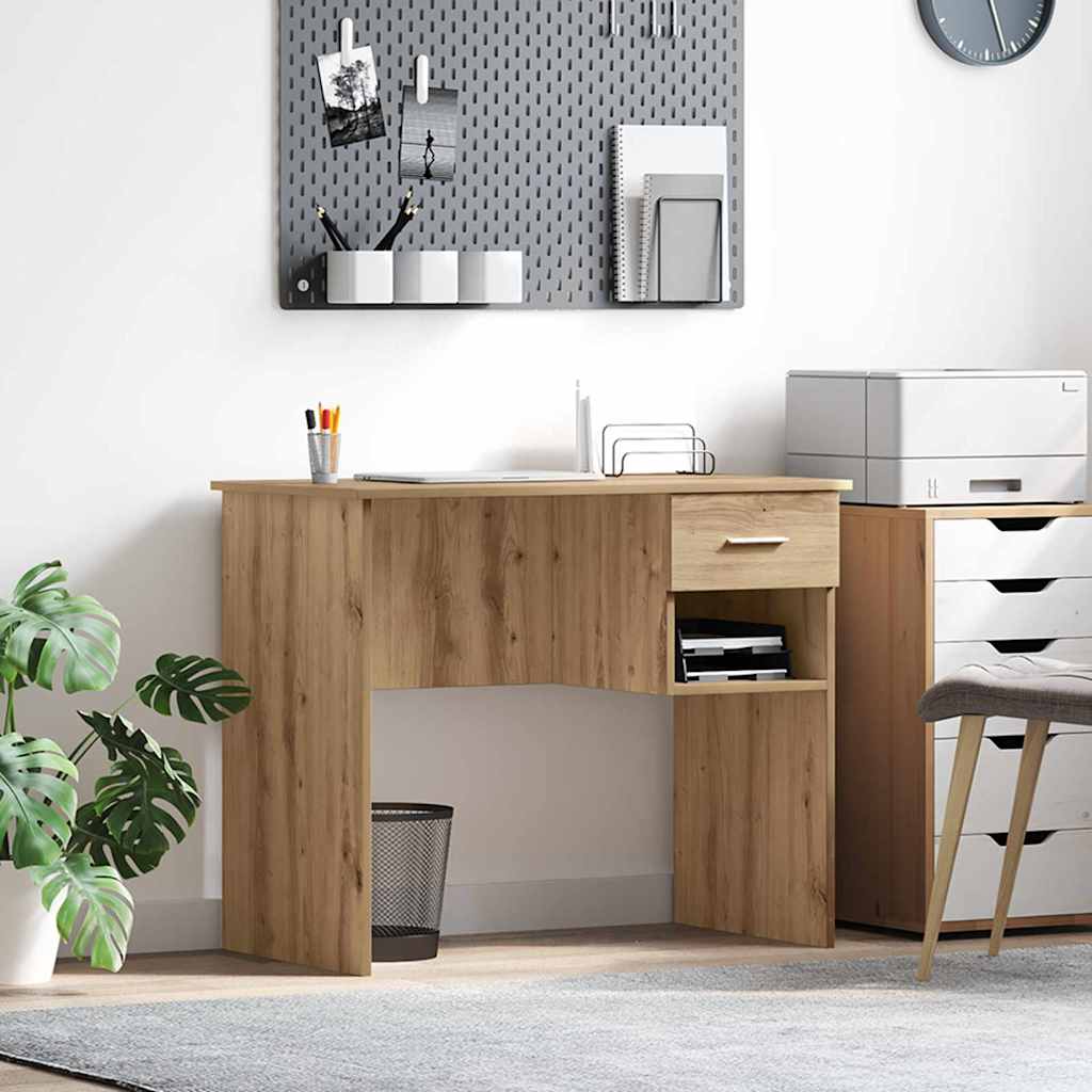 Skrivebord Med Skuff Artisan Eik 90 X 49 X 75 Cm Konstruert Tre