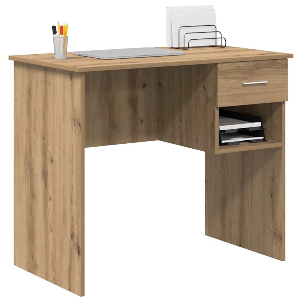 Skrivebord Med Skuff Artisan Eik 90 X 49 X 75 Cm Konstruert Tre