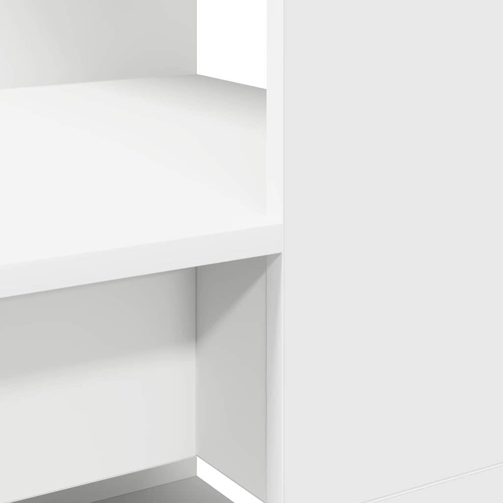 Skrivebord Med Hylle Hvit 113 X 54 X 120 Cm Konstruert Tre
