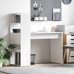 Skrivebord Med Hylle Hvit 113 X 54 X 120 Cm Konstruert Tre