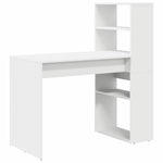 Skrivebord Med Hylle Hvit 113 X 54 X 120 Cm Konstruert Tre