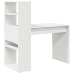 Skrivebord Med Hylle Hvit 113 X 54 X 120 Cm Konstruert Tre