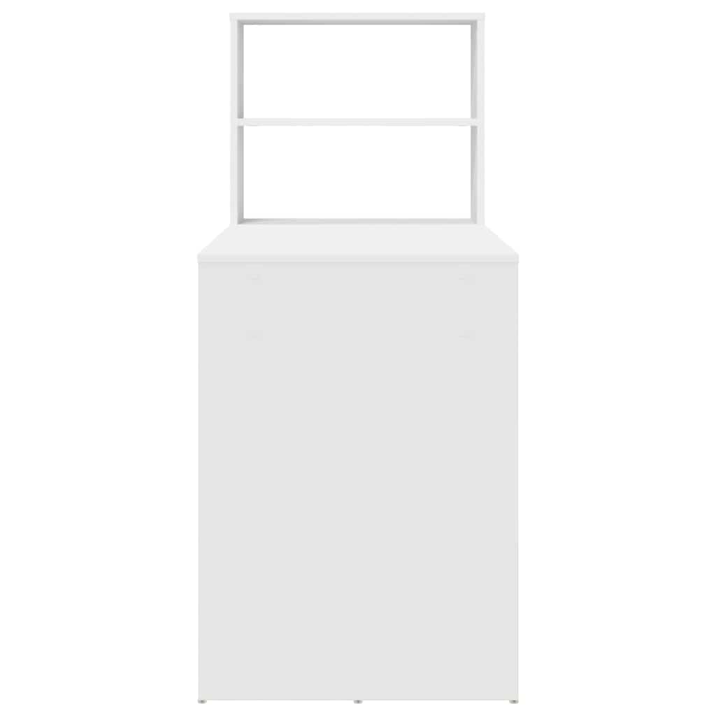 Skrivebord Med Hylle Hvit 113 X 54 X 120 Cm Konstruert Tre