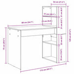 Skrivebord Med Hylle Hvit 113 X 54 X 120 Cm Konstruert Tre