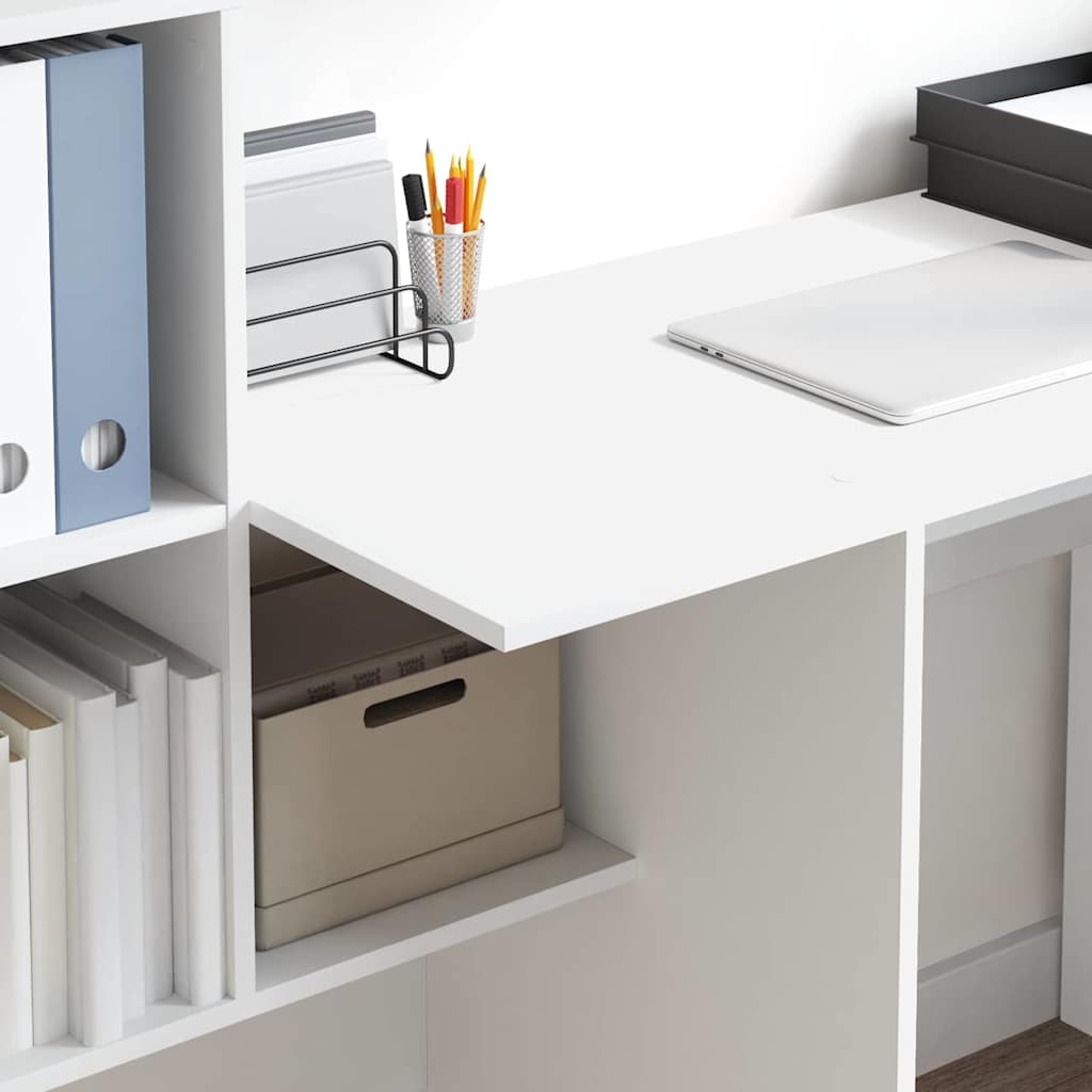 Skrivebord Med Hylle Hvit 131,5 X 50 X 106,5 Cm Konstruert Tre