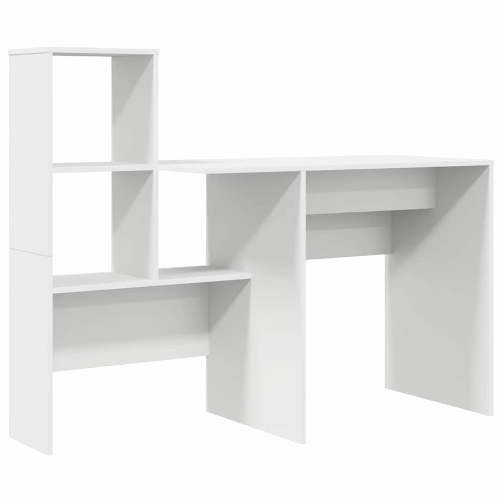 Skrivebord Med Hylle Hvit 131,5 X 50 X 106,5 Cm Konstruert Tre
