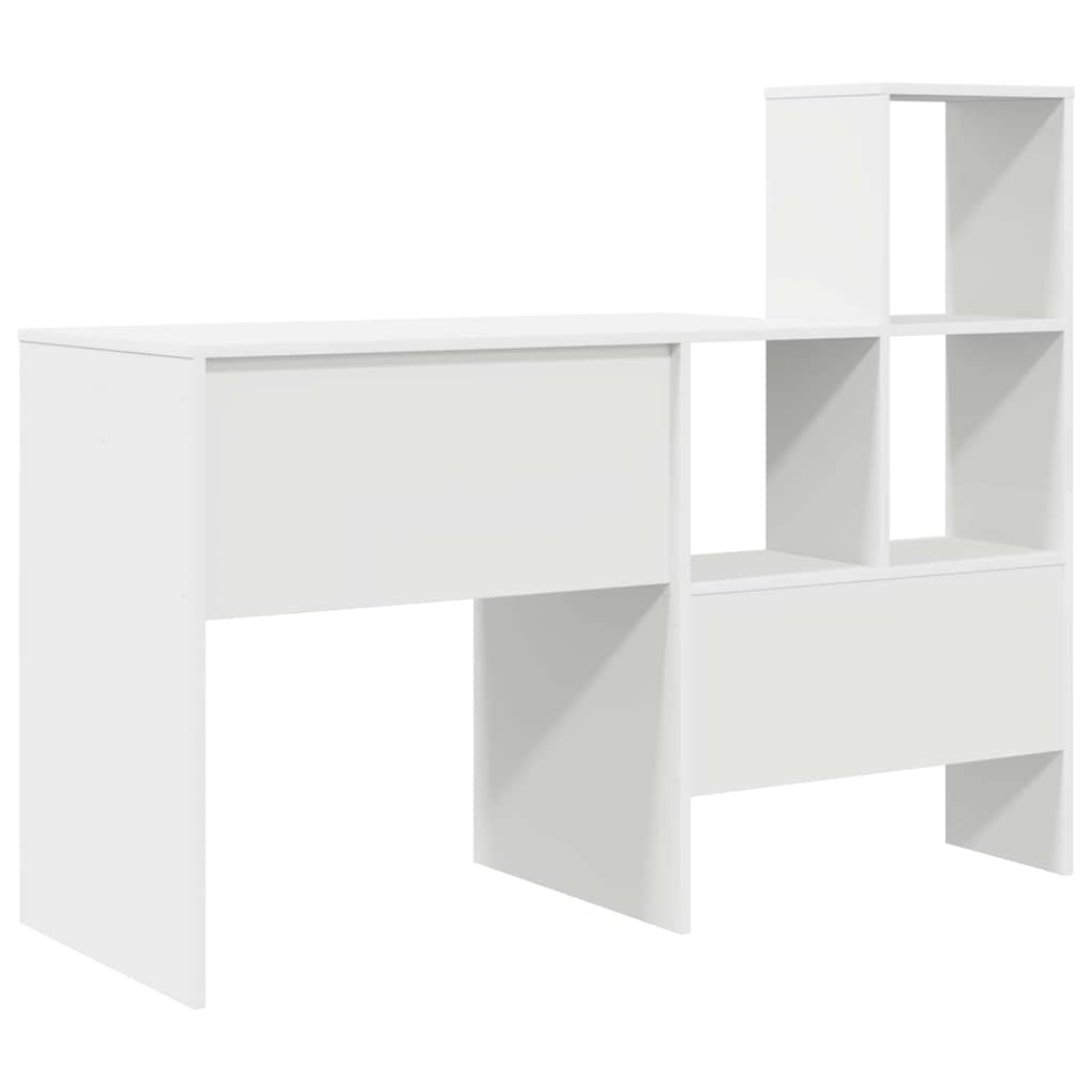 Skrivebord Med Hylle Hvit 131,5 X 50 X 106,5 Cm Konstruert Tre
