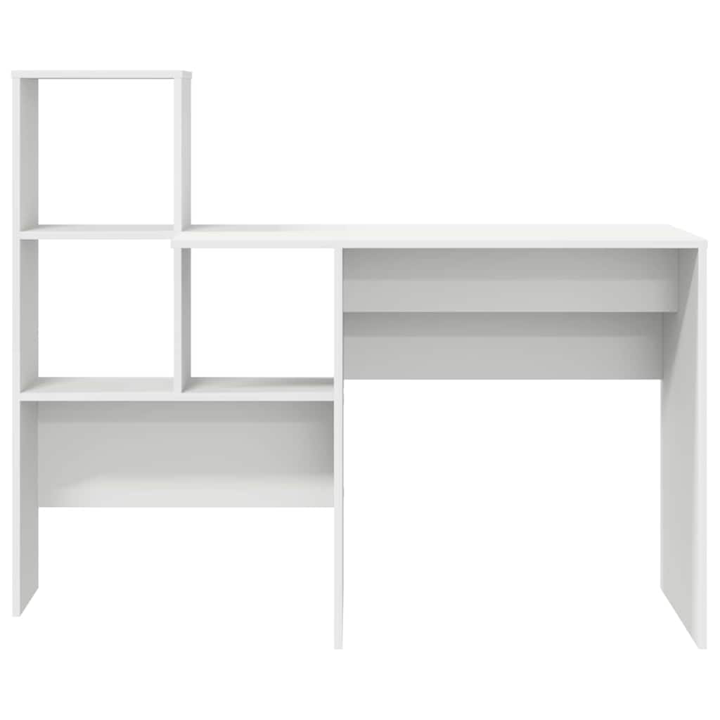 Skrivebord Med Hylle Hvit 131,5 X 50 X 106,5 Cm Konstruert Tre