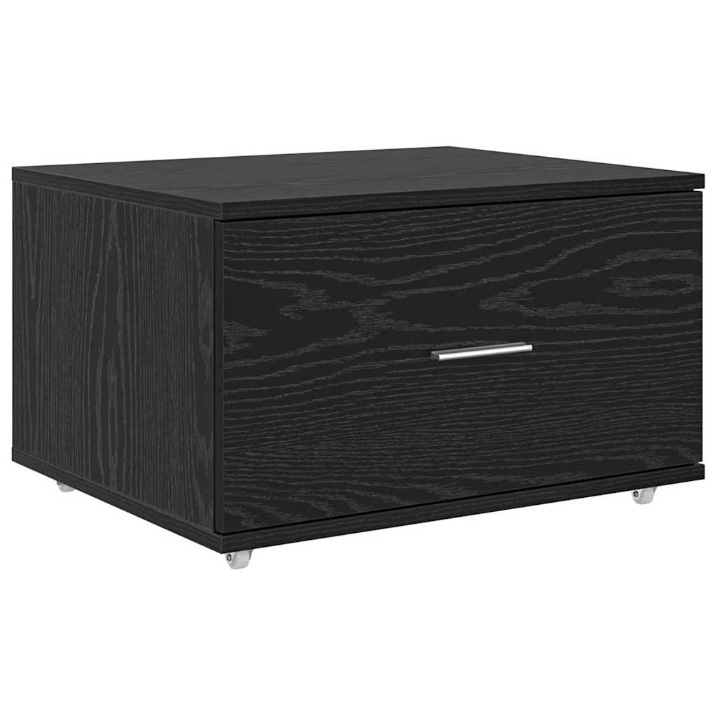 Skuffeskap Med Hjul Svart Eik 55 X 45 X 31 Cm
