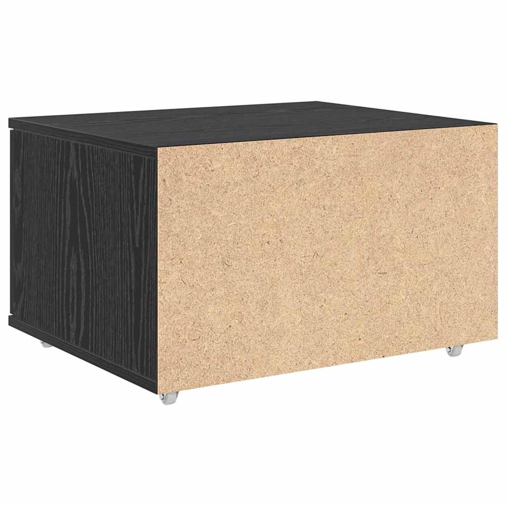 Skuffeskap Med Hjul Svart Eik 55 X 45 X 31 Cm
