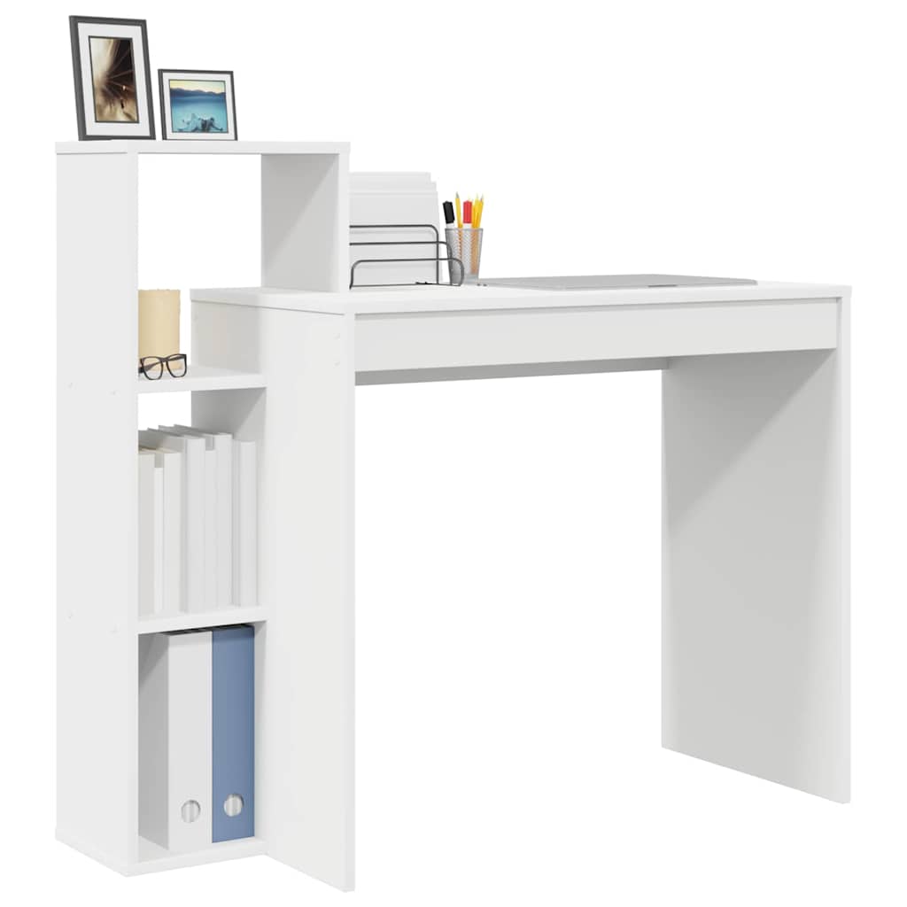 Skrivebord Med Hylle Hvit 100 X 40 X 90 Cm Konstruert Tre