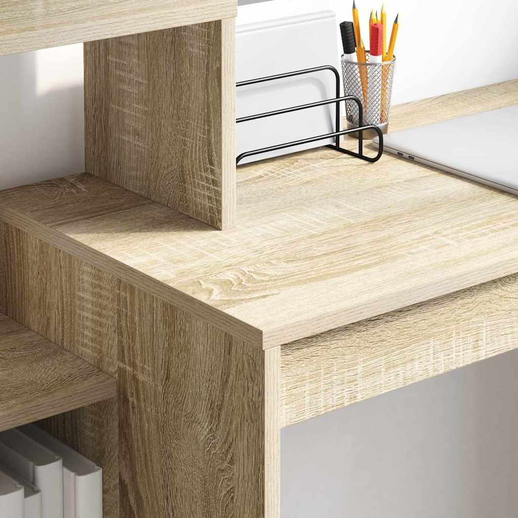 Skrivebord Med Hylle Sonoma Eik 100 X 40 X 90 Cm Konstruert Tre