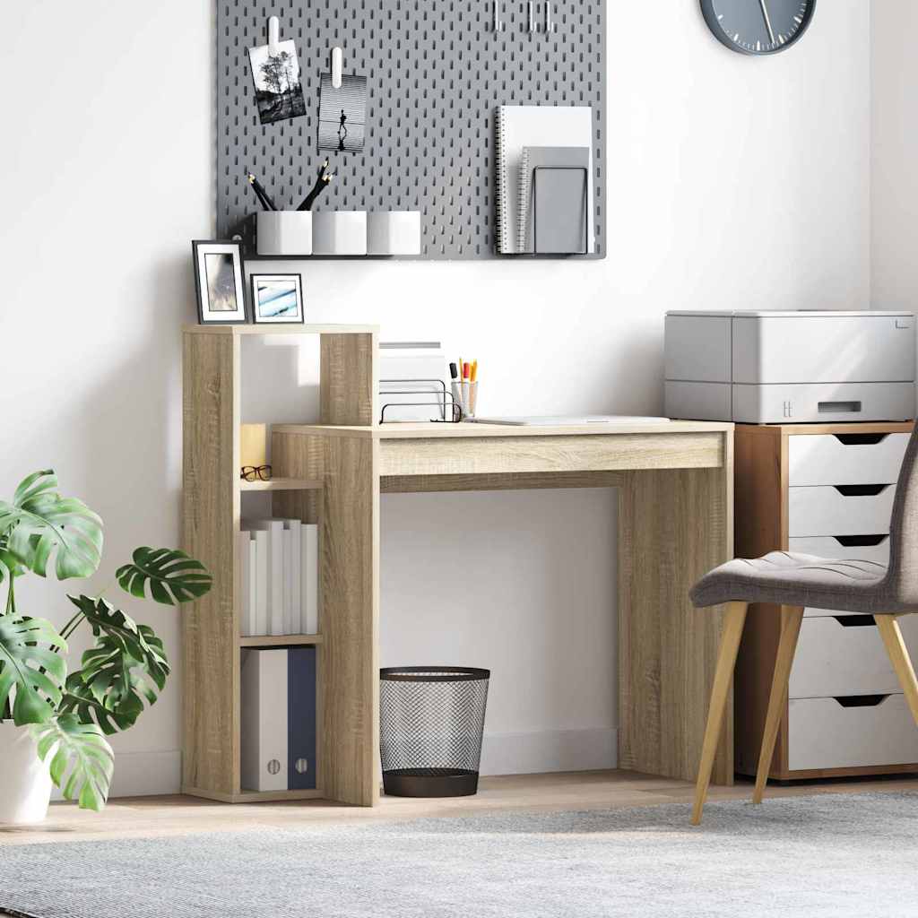 Skrivebord Med Hylle Sonoma Eik 100 X 40 X 90 Cm Konstruert Tre