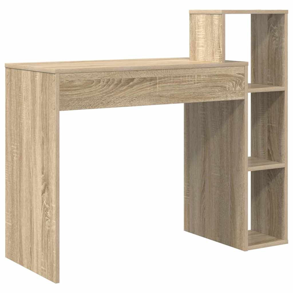 Skrivebord Med Hylle Sonoma Eik 100 X 40 X 90 Cm Konstruert Tre
