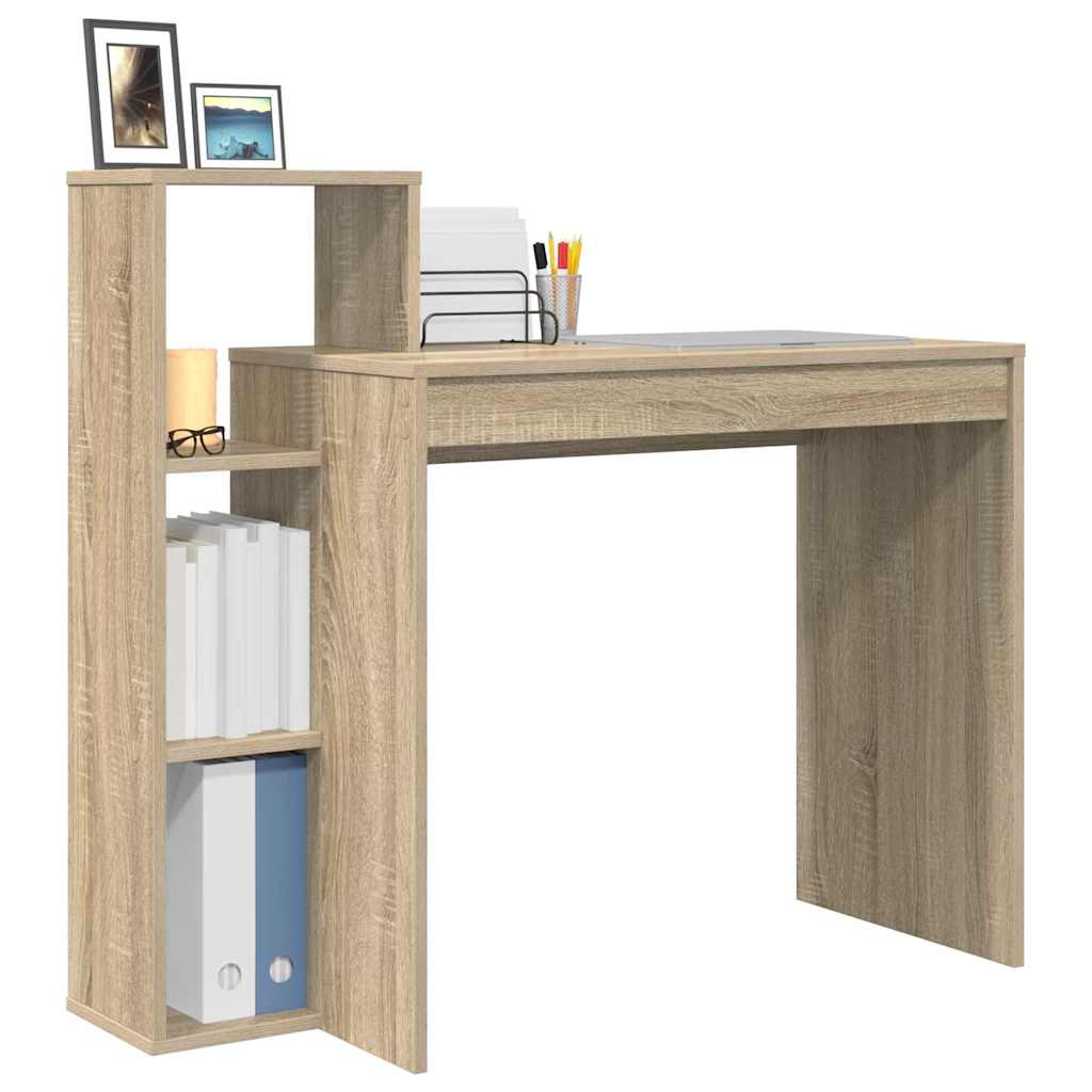 Skrivebord Med Hylle Sonoma Eik 100 X 40 X 90 Cm Konstruert Tre