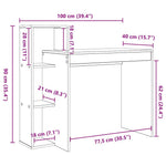 Skrivebord Med Hylle Sonoma Eik 100 X 40 X 90 Cm Konstruert Tre