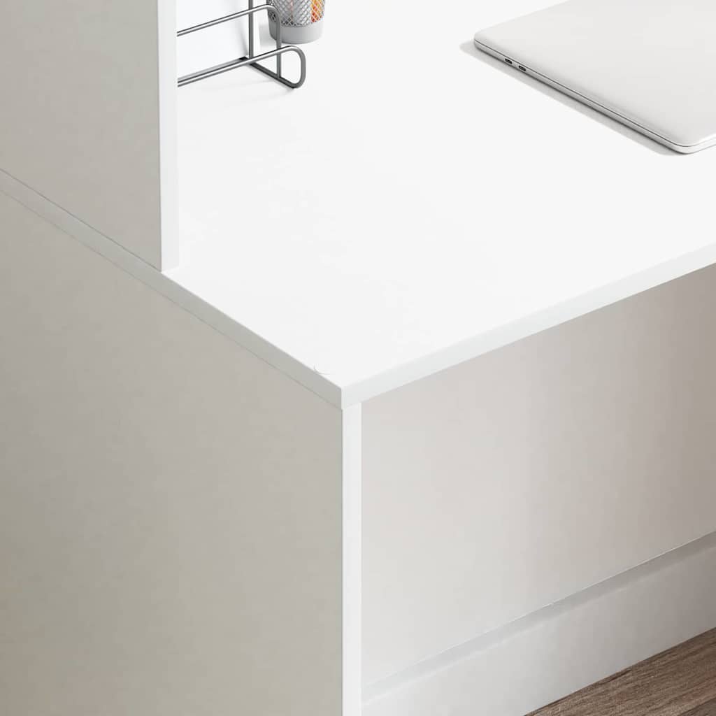 Skrivebord Med Hylle Hvit 102 X 50 X 124 Cm Konstruert Tre