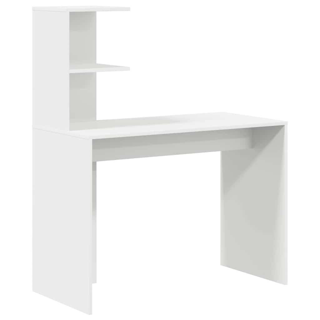 Skrivebord Med Hylle Hvit 102 X 50 X 124 Cm Konstruert Tre