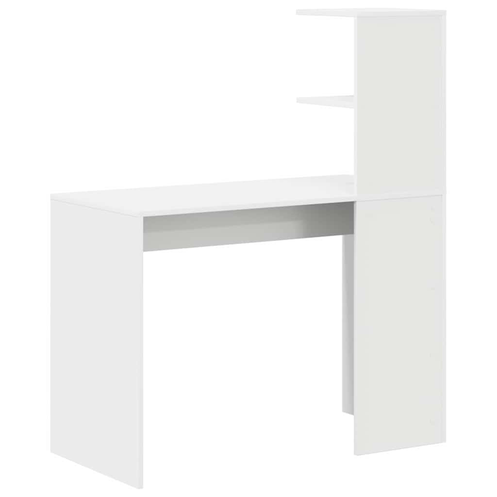 Skrivebord Med Hylle Hvit 102 X 50 X 124 Cm Konstruert Tre