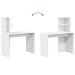 Skrivebord Med Hylle Hvit 102 X 50 X 124 Cm Konstruert Tre
