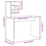 Skrivebord Med Hylle Hvit 102 X 50 X 124 Cm Konstruert Tre
