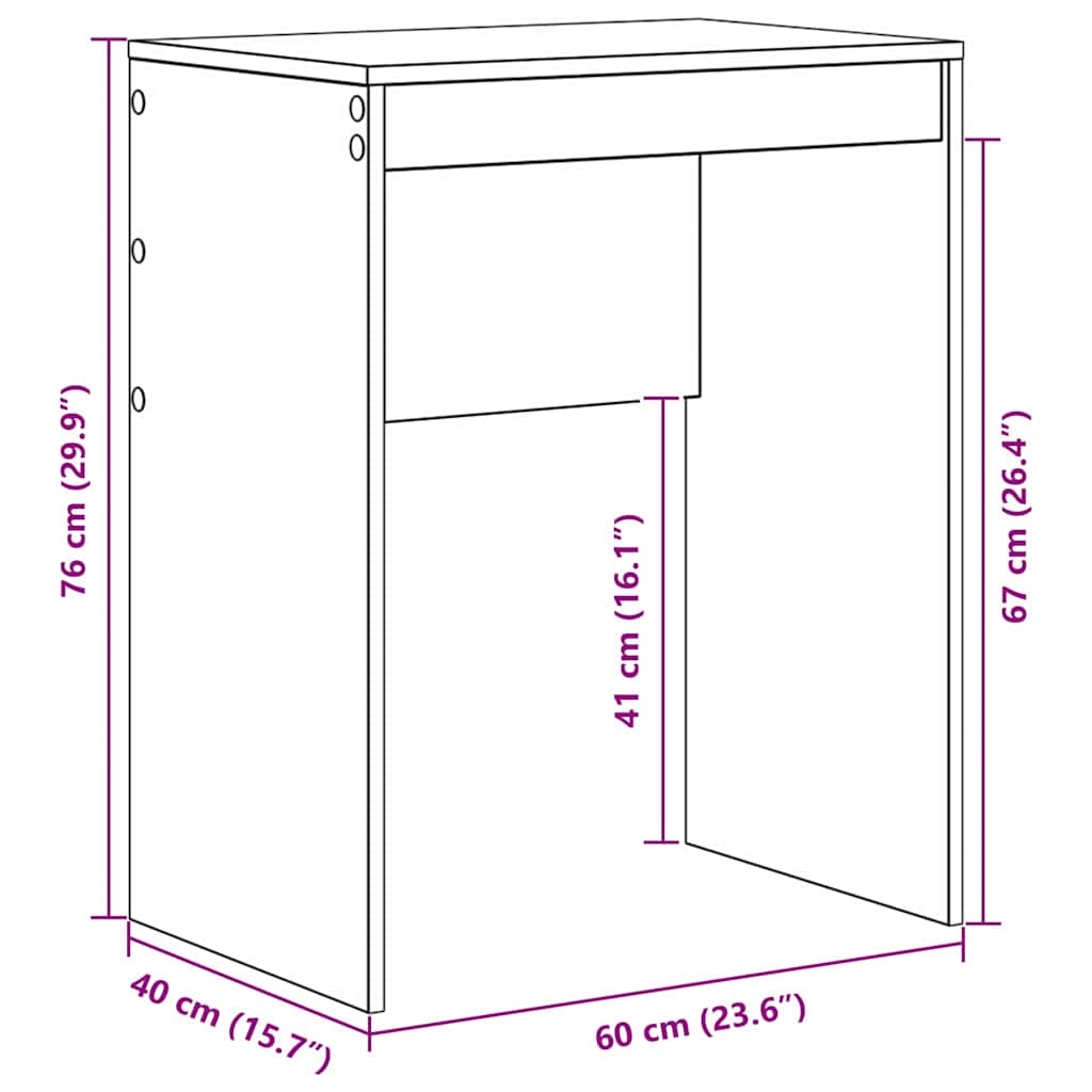 Skrivebord Sonoma Eik 60 X 40 X 76 Cm