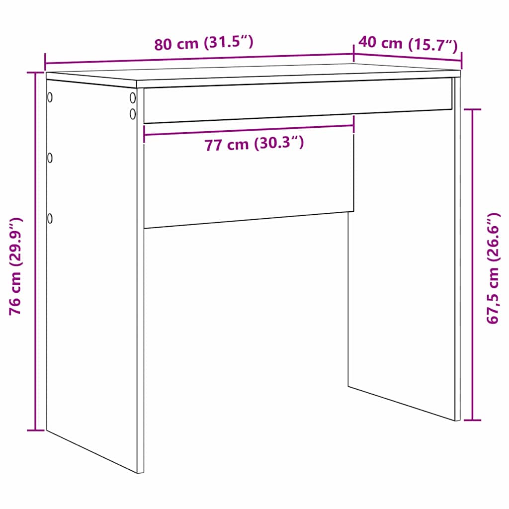 Skrivebord Sonoma Eik 80 X 40 X 76 Cm