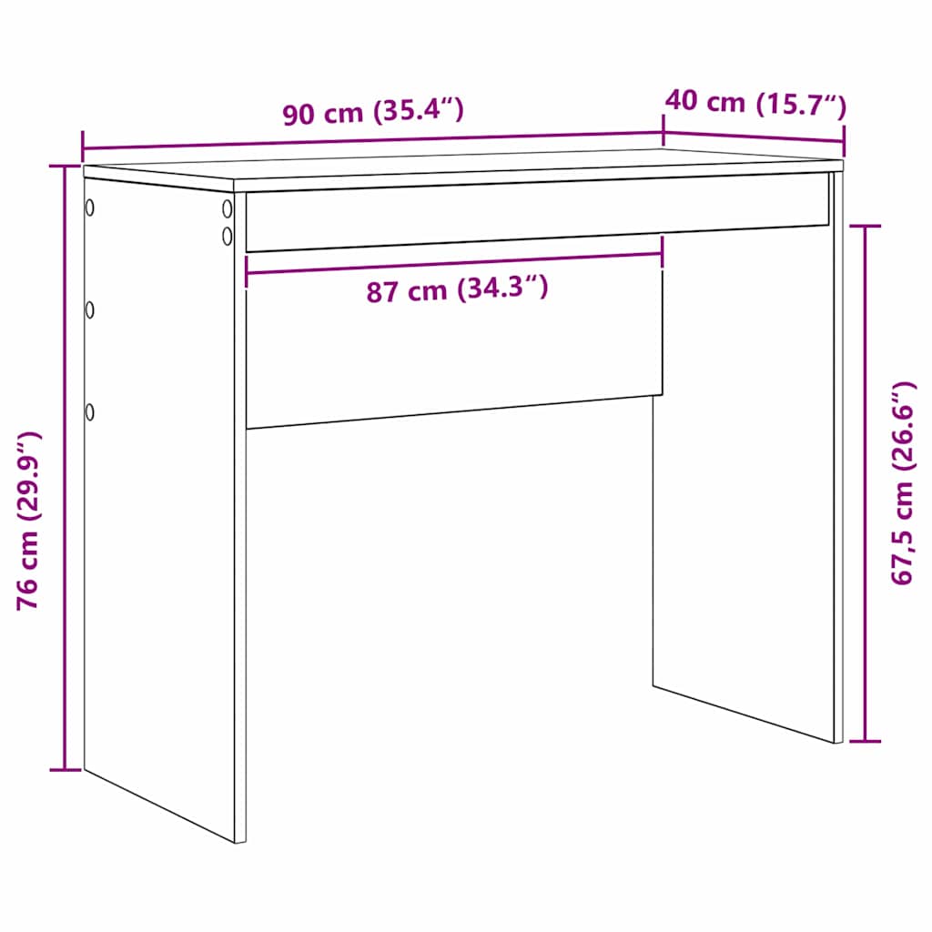 Skrivebord Sonoma Eik 90 X 40 X 76 Cm