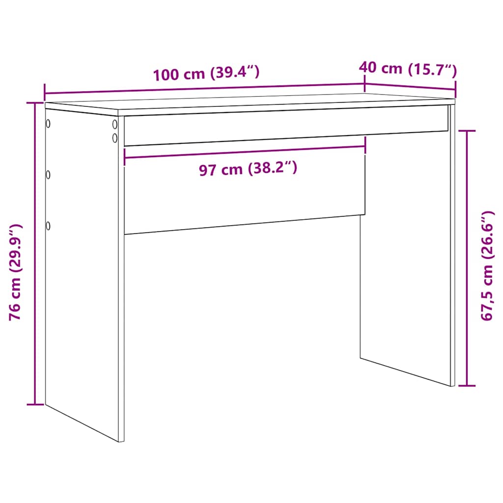 Skrivebord Betonggrå 100 X 40 X 76 Cm
